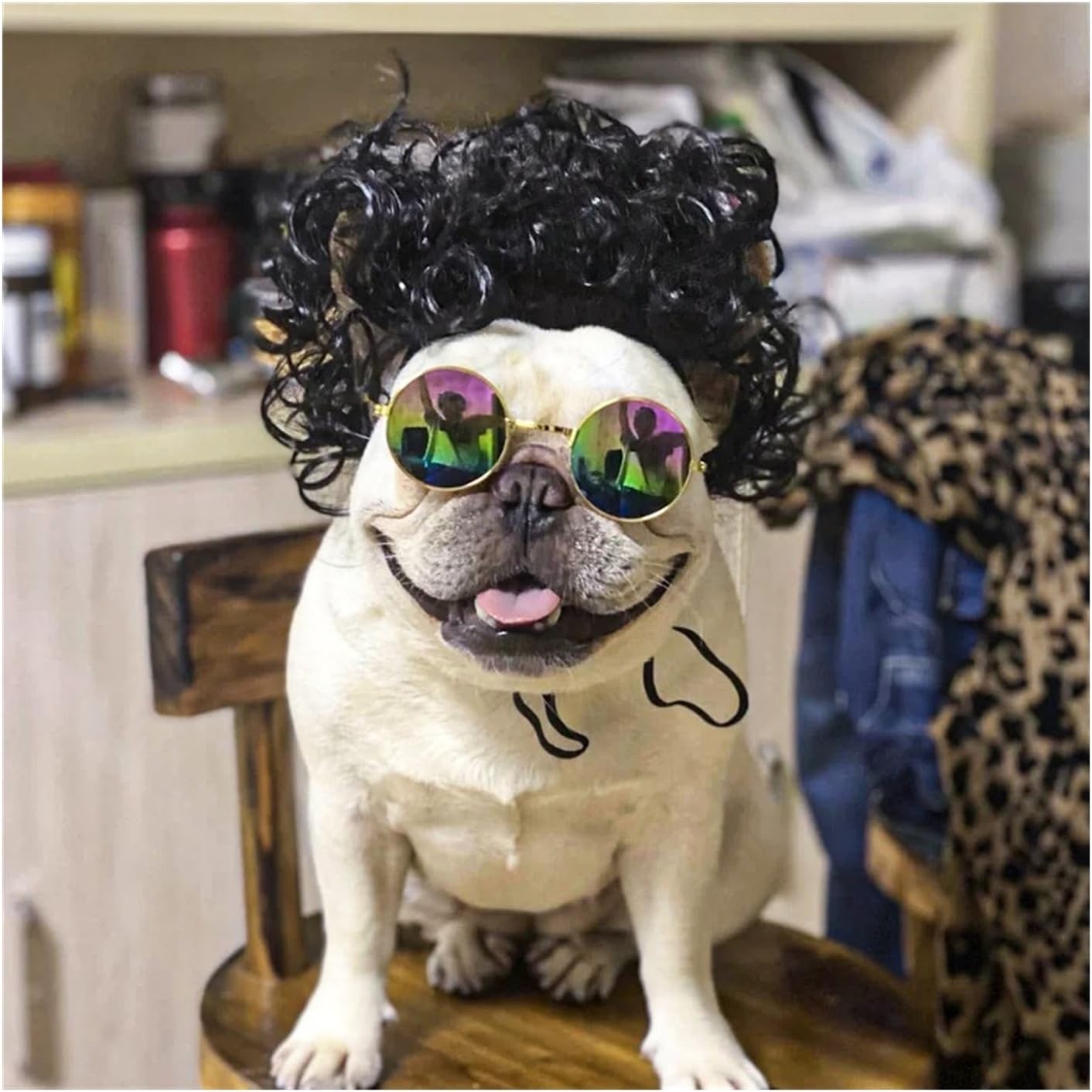 Pet Hair Costume Pet Wig Headgear, Dog and Cat Photo Headgear, Pet Cosplay Funny Transformation Props Funny Dog Cat Cosplay Wig (Color : 1)