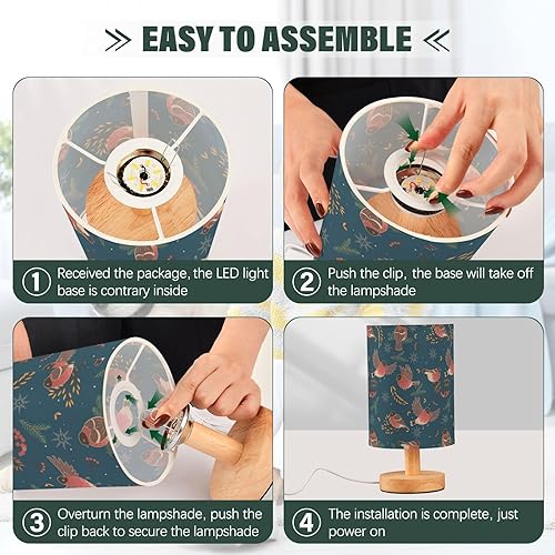 Miniatura 4 de FRODOTGV Bedside Lamp Led Light Lamp Elegant Winter Mood Bullfinches Table Lamps for Boys Patio