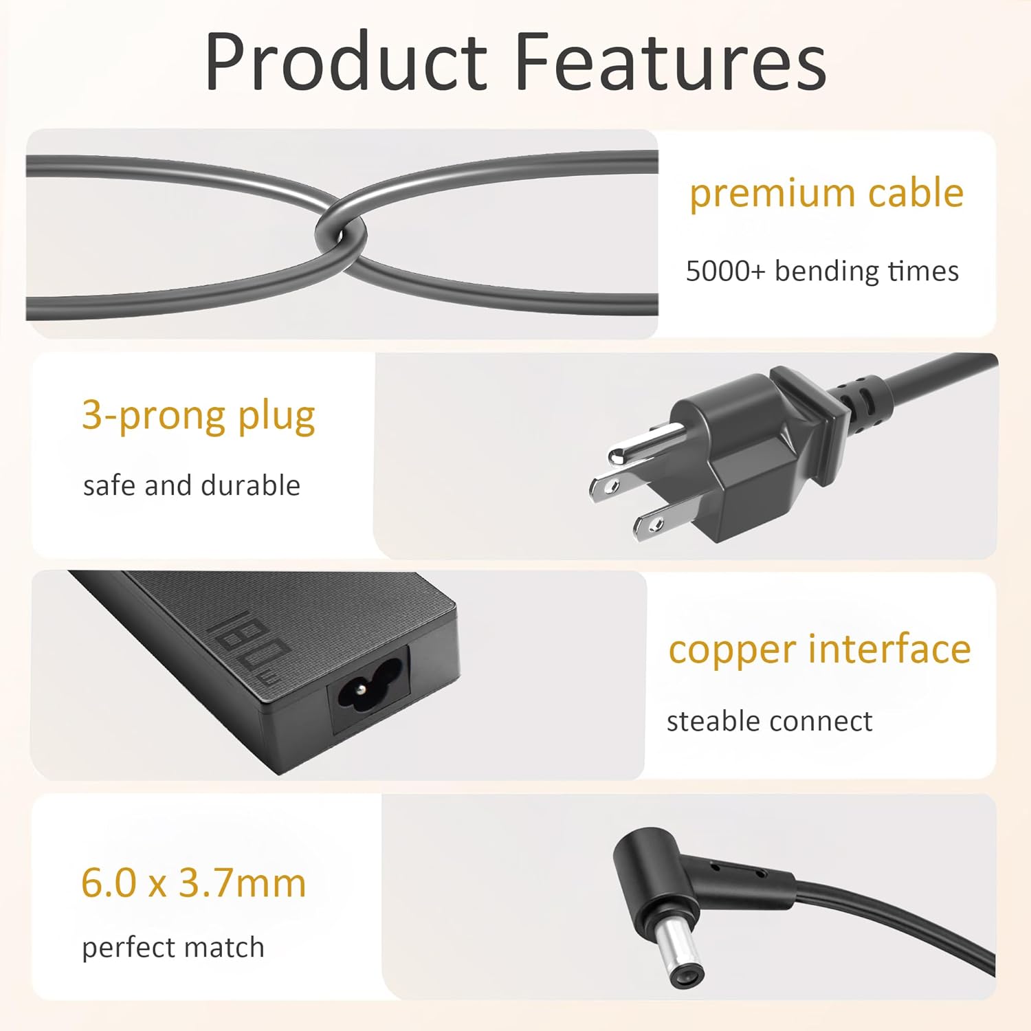180W Laptop Charger Compatible with ASUS ROG Zephyrus G14 G15 GA401 GA502 GA503 & TUF FX505 FX505DD FX506 FX507VI A15 A17 F17 F15 Gaming Computer, 20V 9A AC Power Adapter ADP-180TB H
