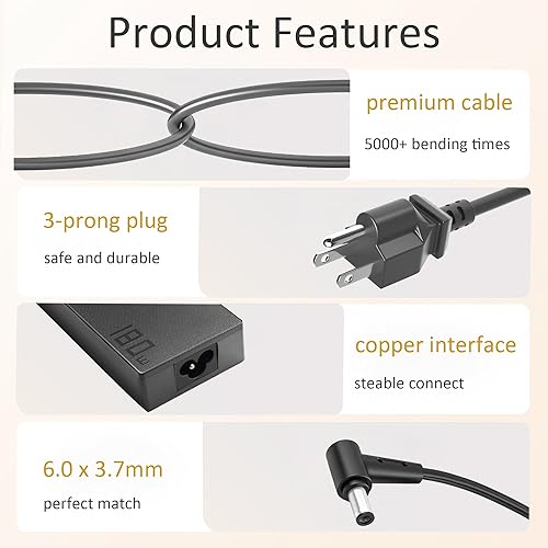 Miniatura 3 de 180W Gaming Charger Compatible with Asus TUF FX505DU FX505DT FX505GT FX505DD FX506LI FX506LH FX705DT FX705DY FX705GE FX705GM ROG Zephyrus G14 G15