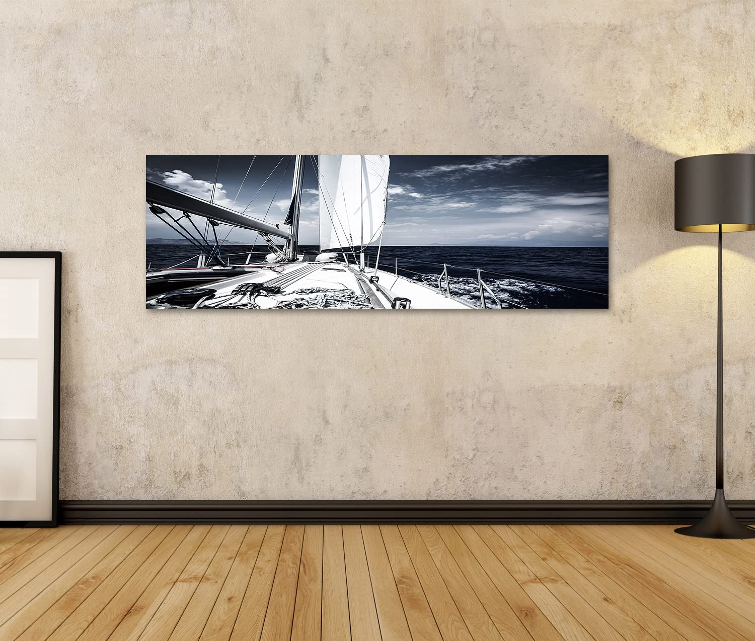 islandburner Quadro su tela di lusso, barca a vela nel mare di sera, sport acquatici estremi, yacht in azione, trasporto estivo, viaggio al mare, concetto, decorazione da parete, poster, stampa