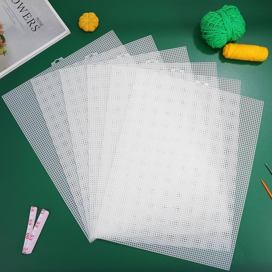 Purse Net/Cross Stitch Canvas Sheet for Wedding Craft/Sewing/Embroidery Projects/Fish breeding Cage Making/Orchid Cone Planter net/Mat for Fridge, Dining Table (32 x 25 cm) (White) Pack of 5-image-33