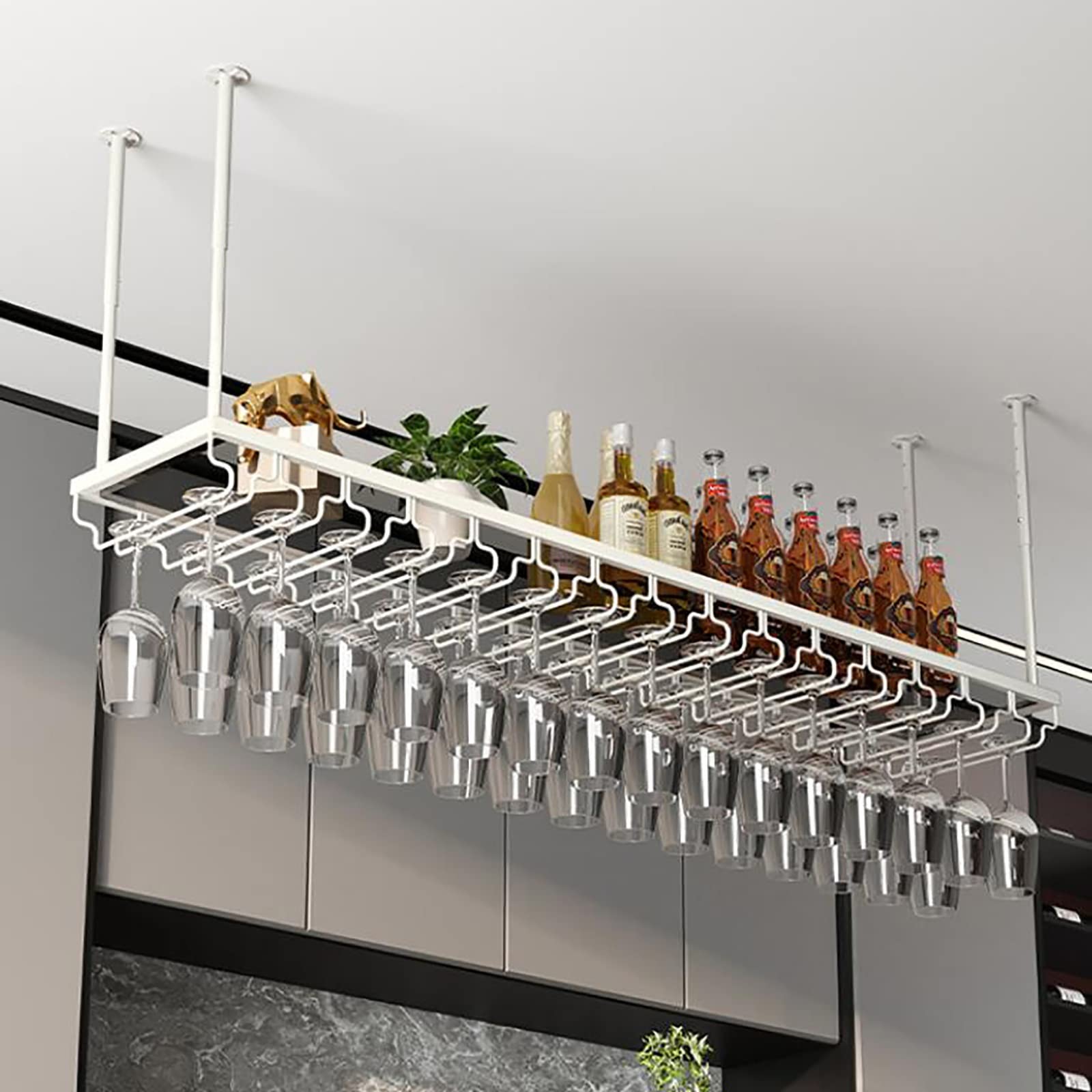 Porte-vin en métal ULAINE 120cm, étagère suspendue haute résistance 100KG