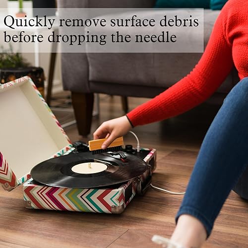 Miniatura 6 de Ziliny Kit de limpieza de discos de vinilo de 6 piezas, incluye cepillo de terciopelo suave, cepillo de nailon, 2 cepillos de microfibra, líquido