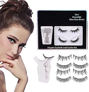 磁気まつげ ナチュラルルック - 2組 ノリ不要 ナチュラルクラスター,磁気まつげ アプリケーター付き - 娘・姉妹・友達・妻・女性・初心者向け 家庭用 旅行用 出張用 ビューティー ボリューム向け