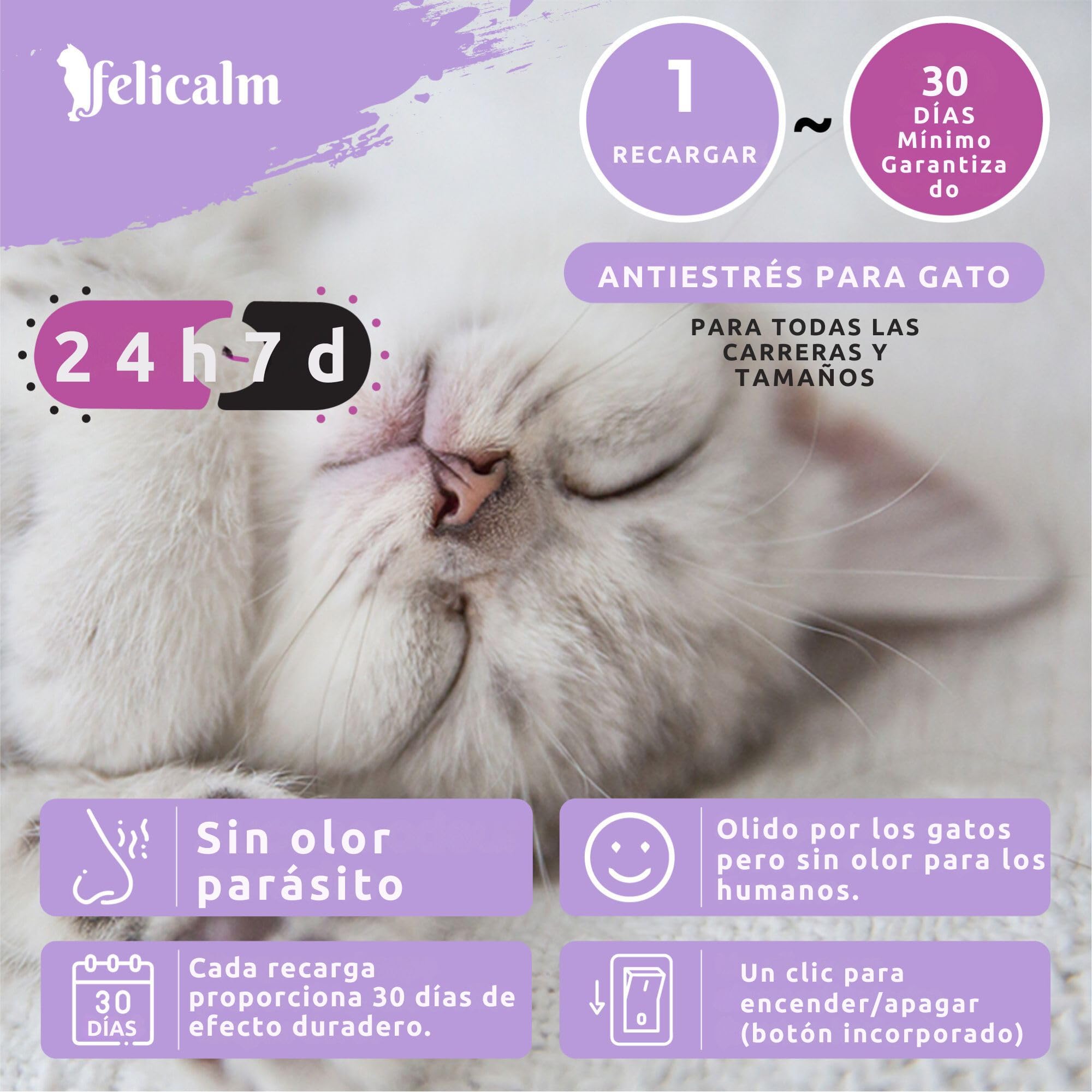 Paris -Nouvelle Formule de PHEROMONE pour Chat et Chaton -2 Recharges de 48 ML- Anti Stress pour Chat- CALMANT- Bonheur et Harmonie