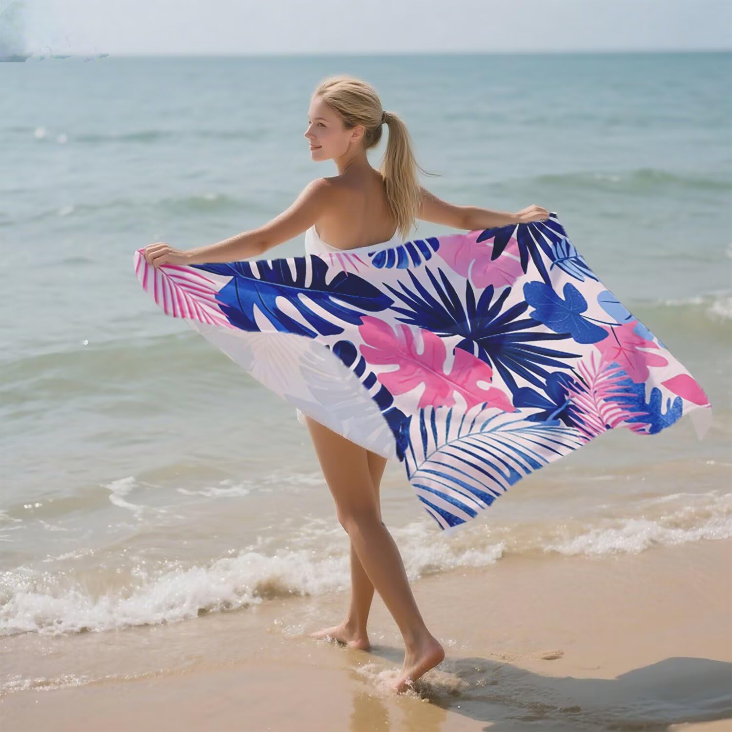 Toalla Playa Grande 150x200 Toalla Playa Microfibra, Ligera Secado Rápido, Sin Arena Portátil Toallas para Viajes, Hombre, Mujer Toallas, para Natación, Camping, Gimnasio (Color Planta) p-397