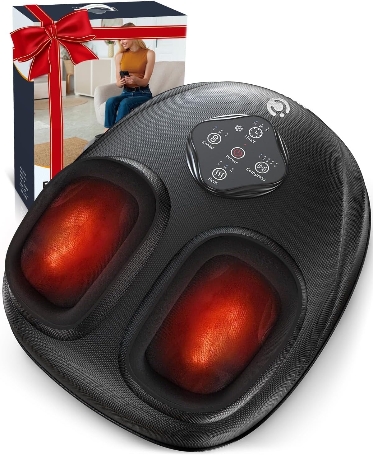 CooCoCo Upgraded Foot Massager with Heat, FSA Eligible Shiatsu Feet Massager for Plantar Fasciitis, Foot Warmer with Kneading, Rolling, Compression, Foot Massage Machine for Women Men Mom Dad