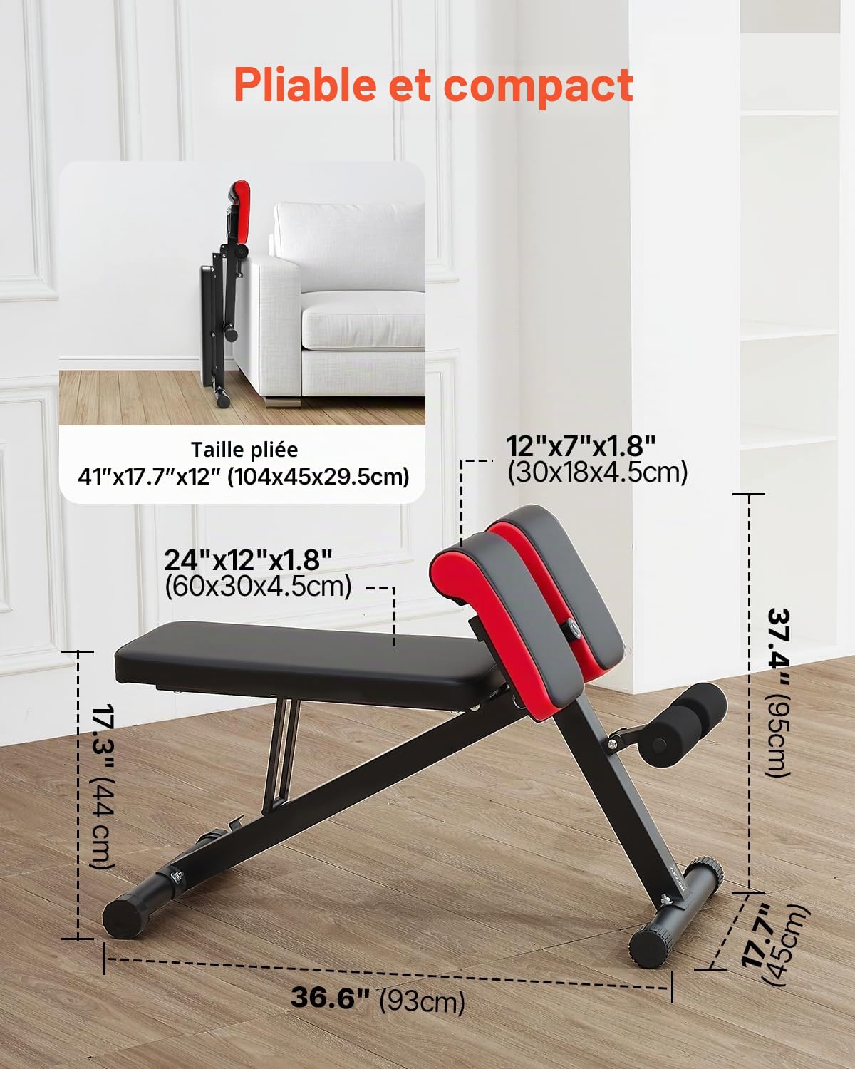VEVOR Banc de Musculation Multifonction pour Entraînement Complet du Corps, Banc Lombaire Hyperextension Réglable et Pliable, Chaise Romaine Capacité 150 kg, Équipement pour Fitness Dos Bras Abdomen