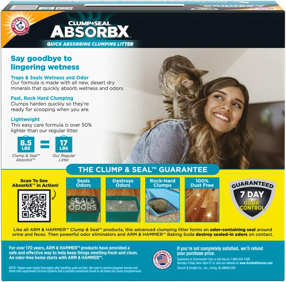 Arm & Hammer Clump & Seal AbsorbX Lightweight Quick Absorbing Multi-Cat Clumping Cat Litter