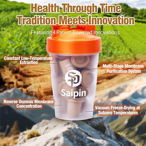 Miniatura 3 de SAIPIN Té de ginseng, paquete de 20 unidades de polvo de ginseng orgánico 100% puro, sin aditivos, sin OMG, té instantáneo de primera calidad, té de