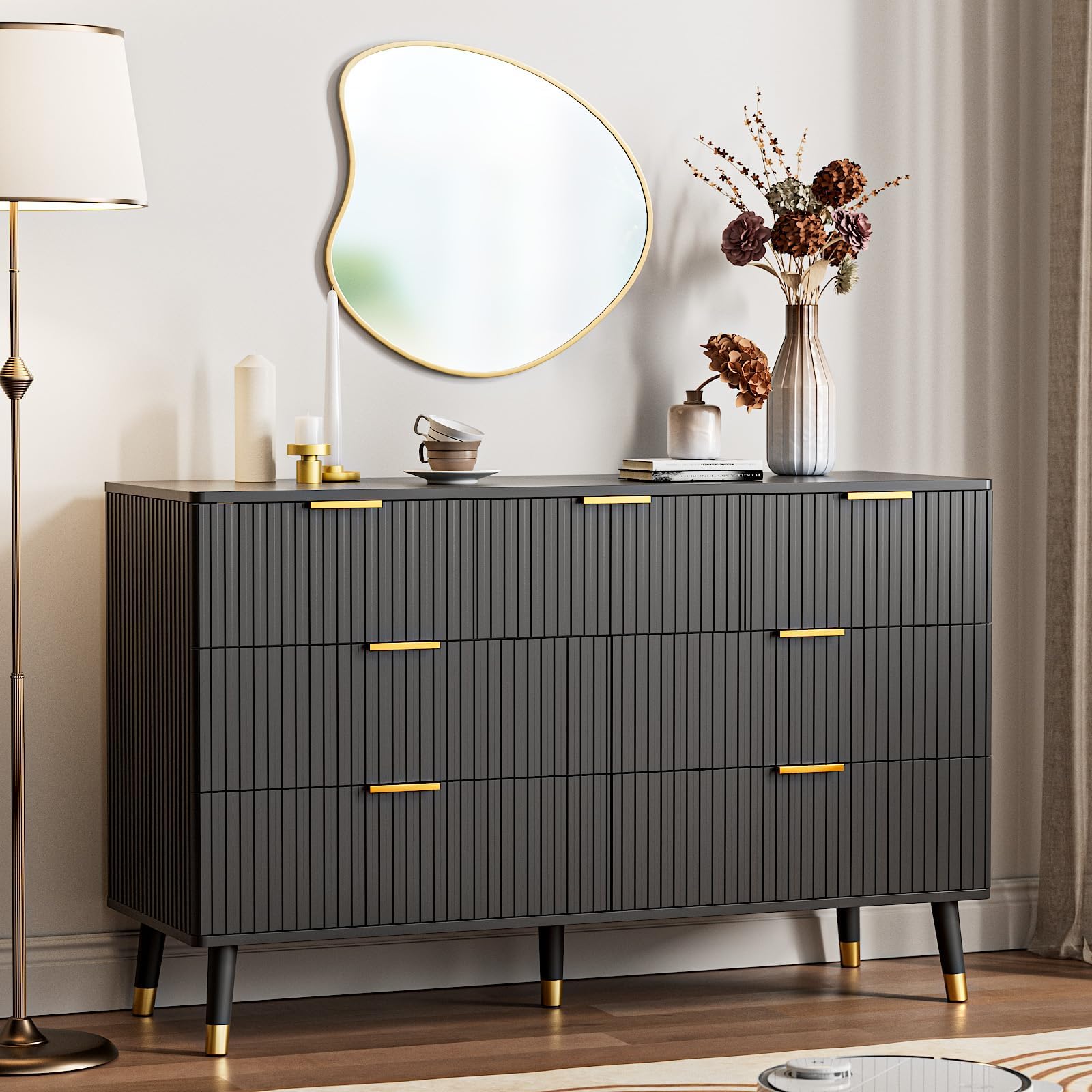 FURNIWAY Dresser for Bedroom, Black Bedroom Dresser with 7