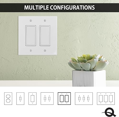 Miniatura 6 de Questech Cubierta de interruptor de luz, placa de pared doble basculante para enchufes eléctricos, placa de interruptor GFCI de 2 cuadras, tamaño