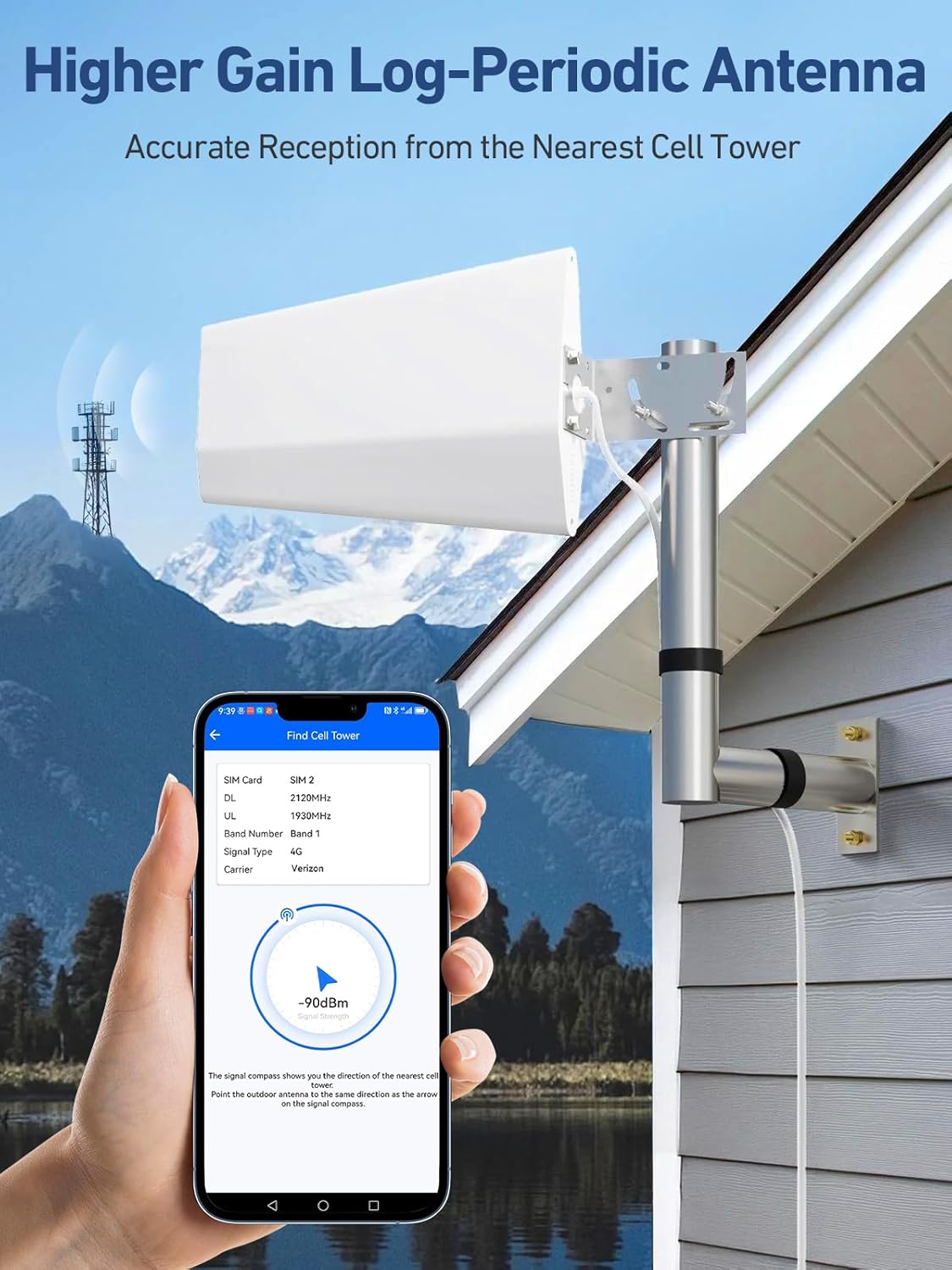 Cell Phone Signal Booster for Home and Office, Cell Phone Booster on Band 2/4/5/12/17/25, Boost 5G 4G LTE Signal for All U.S Carriers, Cover 7,000 Sq Ft with 2 Indoor Antennas, FCC Approved