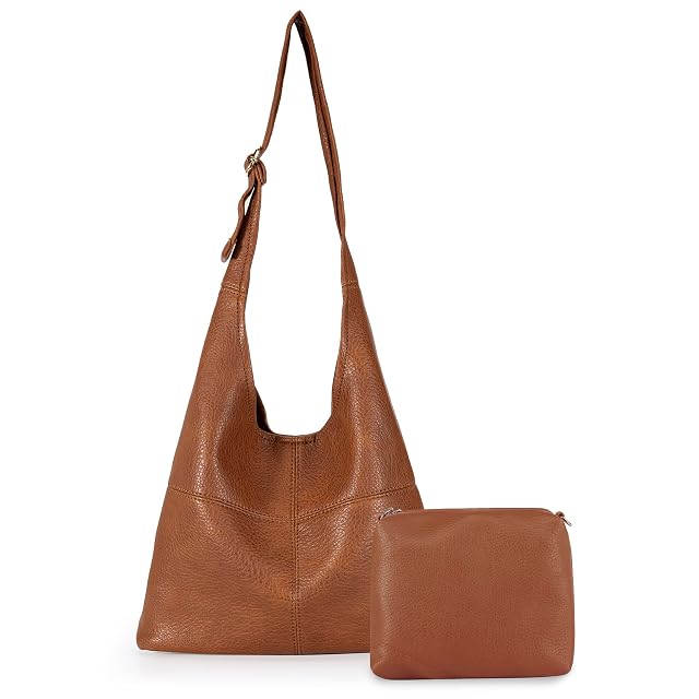 Montana West Hobo Bags Purse for Women Ultra Soft Foldable Shoulder Slouchy Handbags with Cosmetic bag Purse Ultra