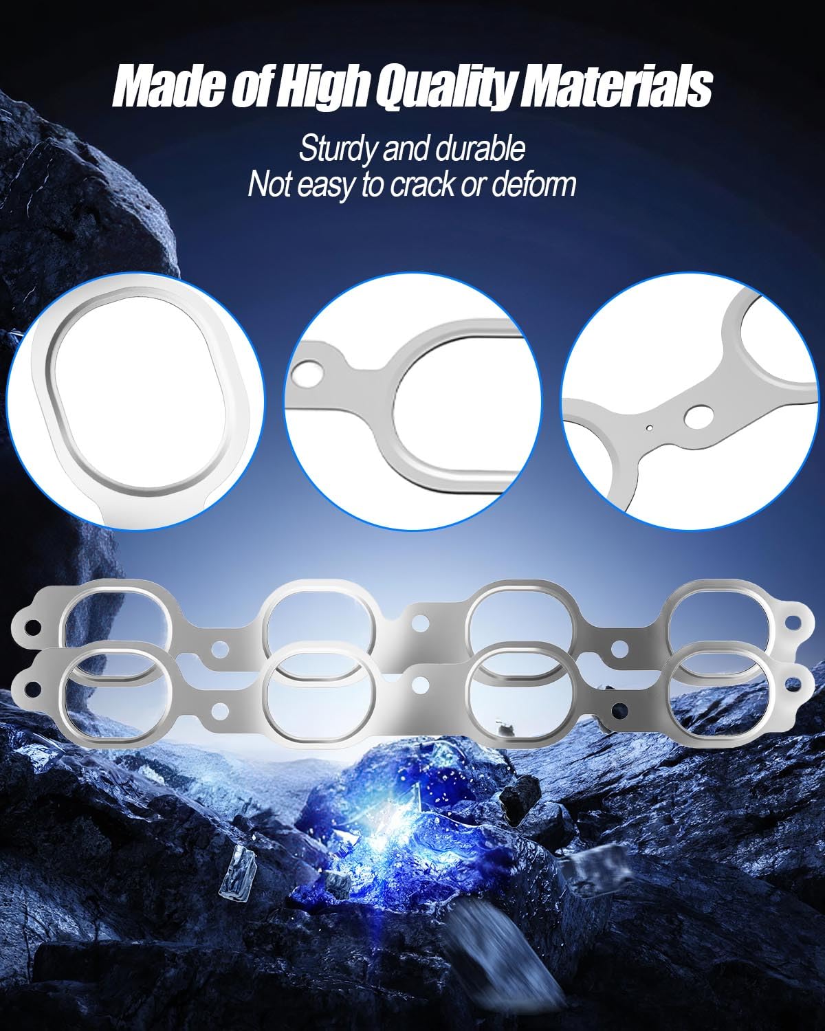 Gen V Exhaust Manifold Header Gasket Fit for Chevy Silverado Tahoe Camaro GMC Sierra Yukon Cadillac Escalade CTS-V 2014-2024 Replace 12657093 551696, Includes 2 Gaskets and 12 Bolts