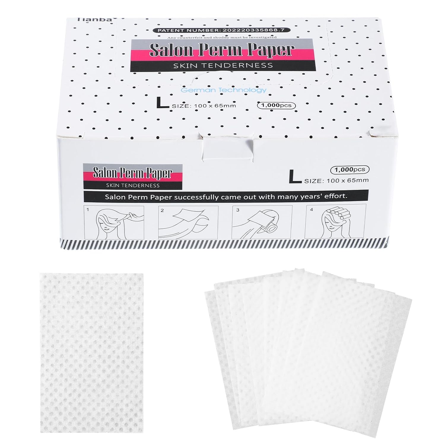 1000 Sheets Disposable Salon Perm Paper Breathable Hair Perm Paper 3.9 × 2.5 inches Regular Perms End Home Salon Tool for Hair Shop Professional Stylist For Hot Cold Curling Styling