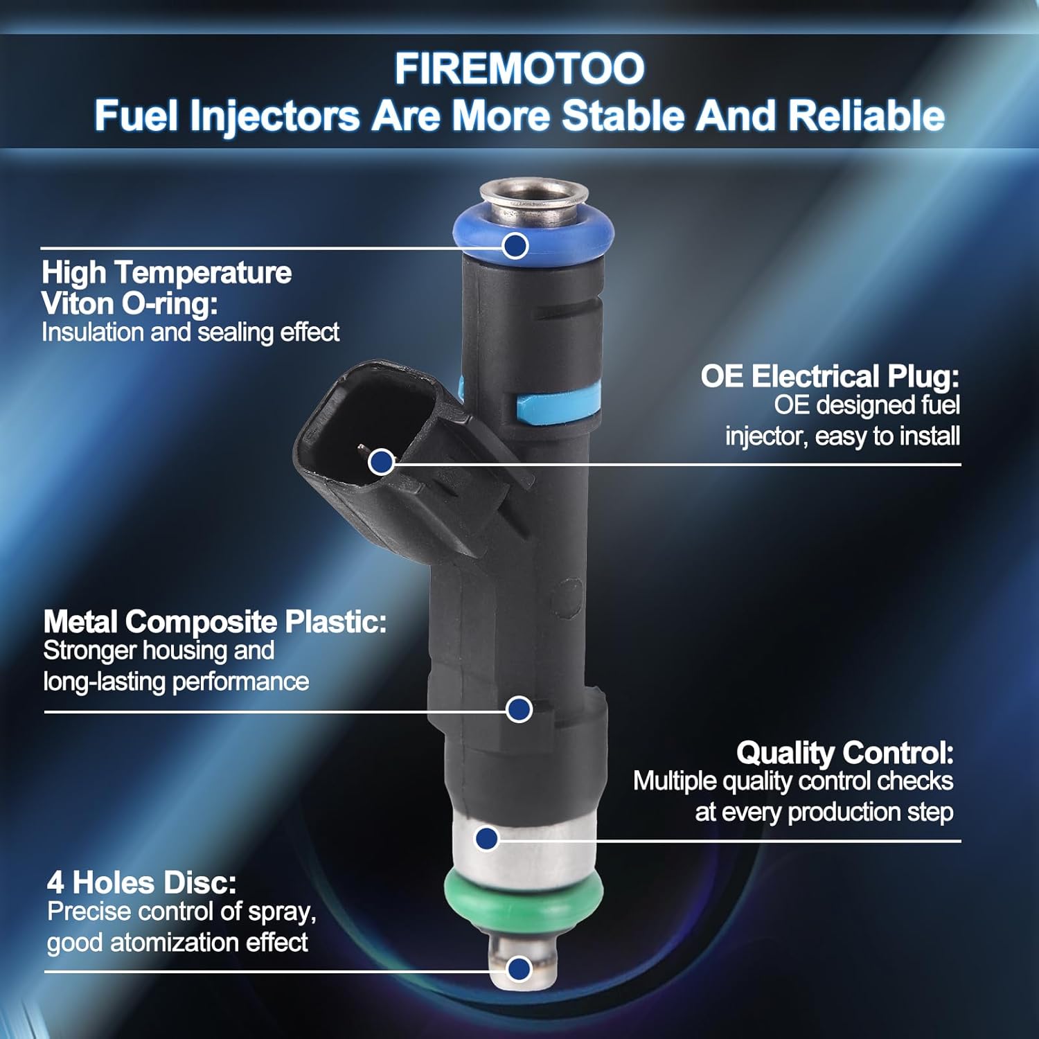Fuel Injectors Pack of 6 Compatible with Dodge RAM 1500 04-12 Durango 04-09 Dakota 04-10 Nitro 07-11 Raider 07-09 for Jeep Grand Cherokee 05-10 Commander 06-10 Liberty 04-12 3.7L V6 4 Holes
