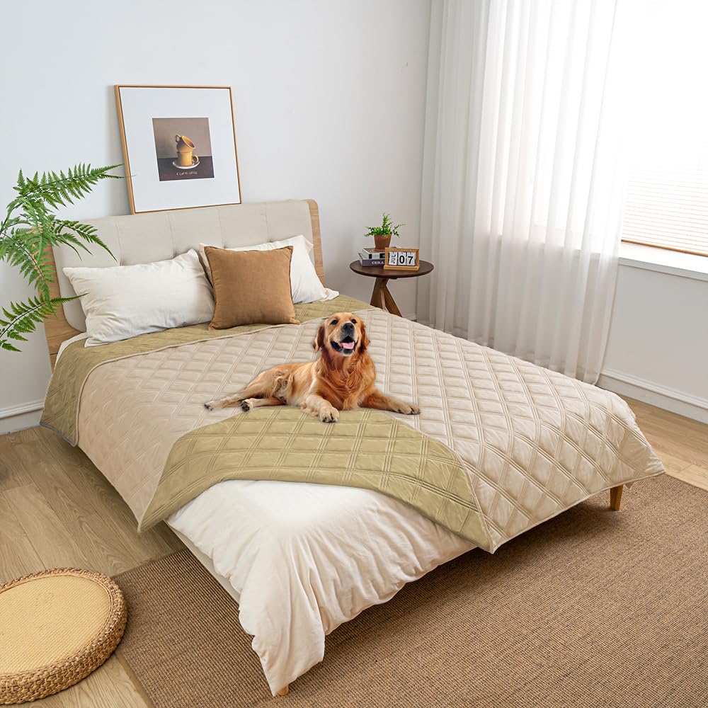 fuguitex Waterproof Dog Blanket Reversible for Small Dogs Resistant Leakproof Washable Couch Cushion Bed Protector Cover for Indoor Furniture Pet