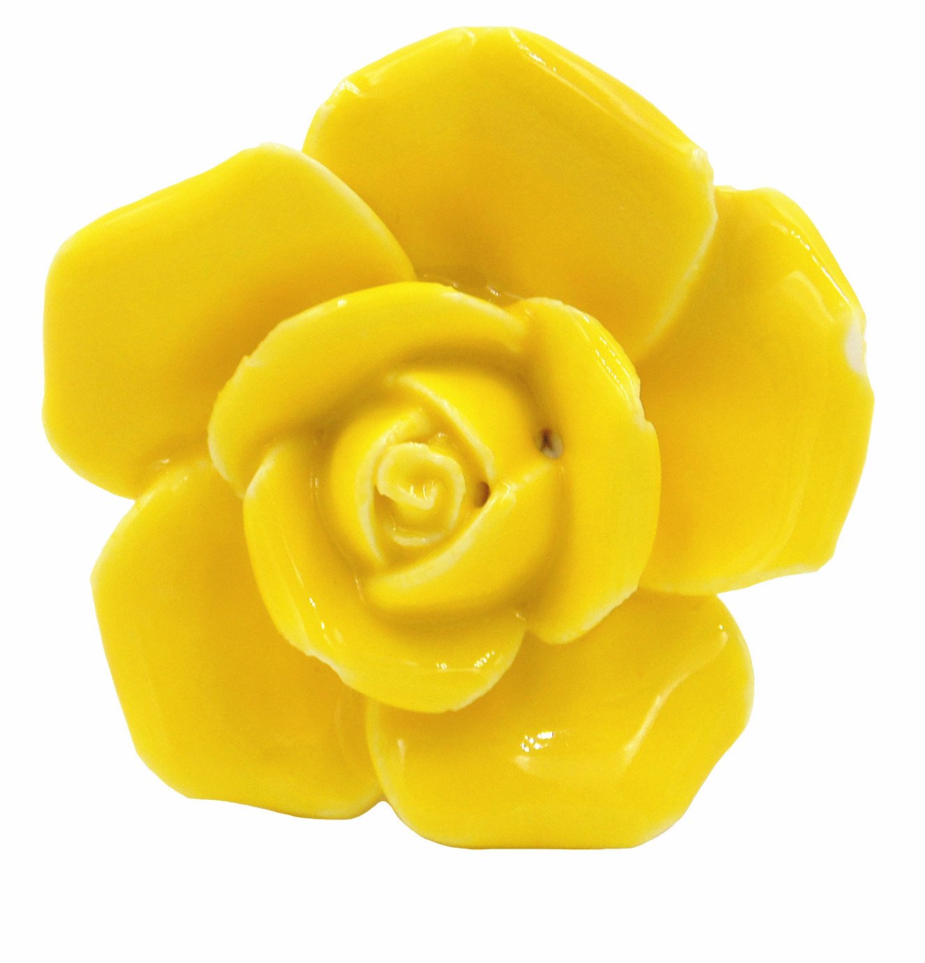Tecrio 2pcs-Pack Ceramic Vintage Floral Rose Dresser Closet Kitchen Cupboard Deawer Knobs Handle Decor Pulls w/Screws (Yellow)