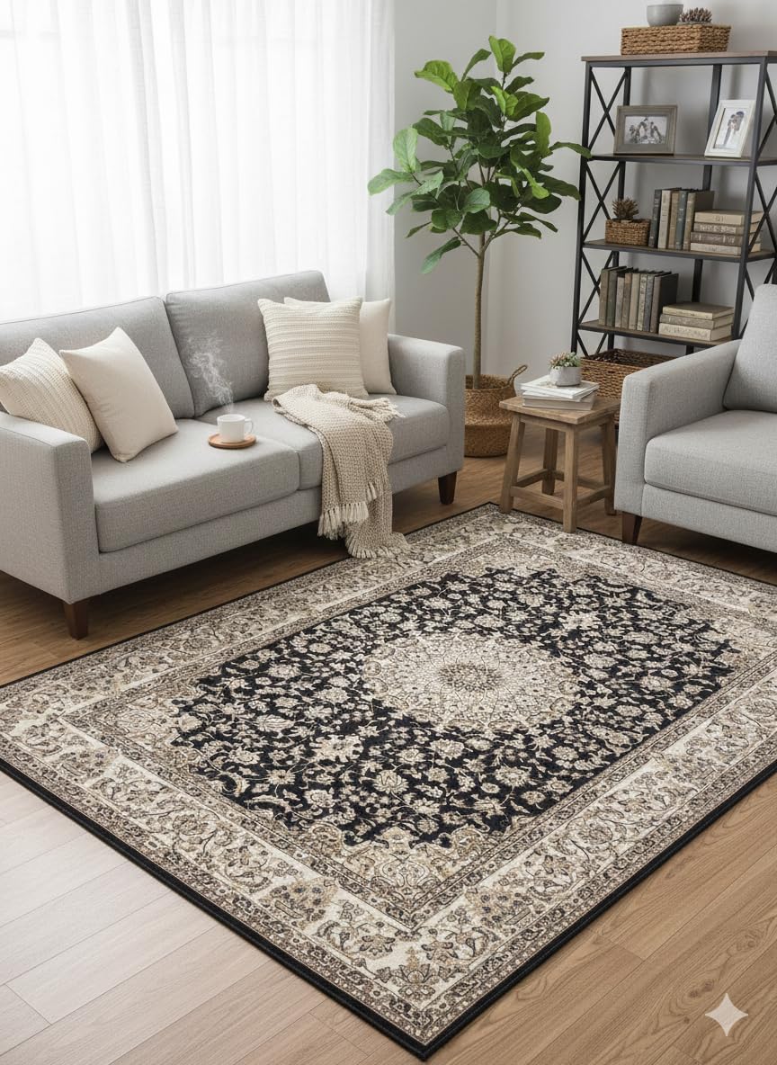 Tapis de salon anti-glisse sans poils fini la poussière et les chutes