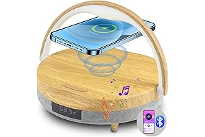 Burlywood Bedside Lamp Speaker and Wireless Charger
