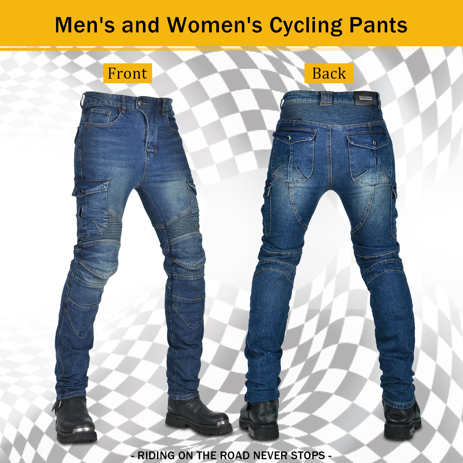 Motorradhose Für Herren/Damen, Radsport-Motorradhose, Stretch-Biker-Biker-Jeans, Sportliche Motorradhose Mit Protektoren, Motorrad-Schutzhose