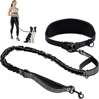 Joggingleine Hunde, Laufleine für Hunde, Bauchgurt Hundeleine zum Joggen Laufen Wandern mit Verbreiterter Gürtel, Reflektierende Nähte, Laufgurt für Große Hunde bis 50kg