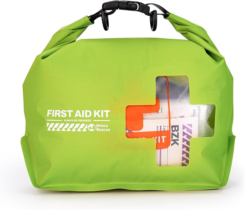 Botiquín de primeros auxilios impermeable para barcos, bolsa seca ligera (verde) | Accesorios para barcos Suministros de supervivencia marina de emergencia para kayak, pesca, flotación, natación, playa y camping al aire libre