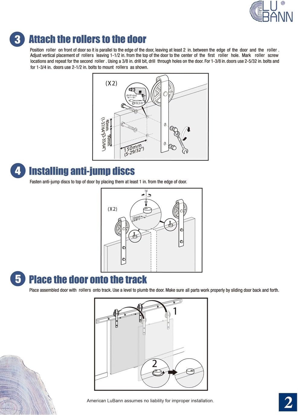 LUBANN 6.6FT Sliding Wood Barn Door Hardware Sliding Track Kit Straight Roller Ultra Quiet (Big Wheel)