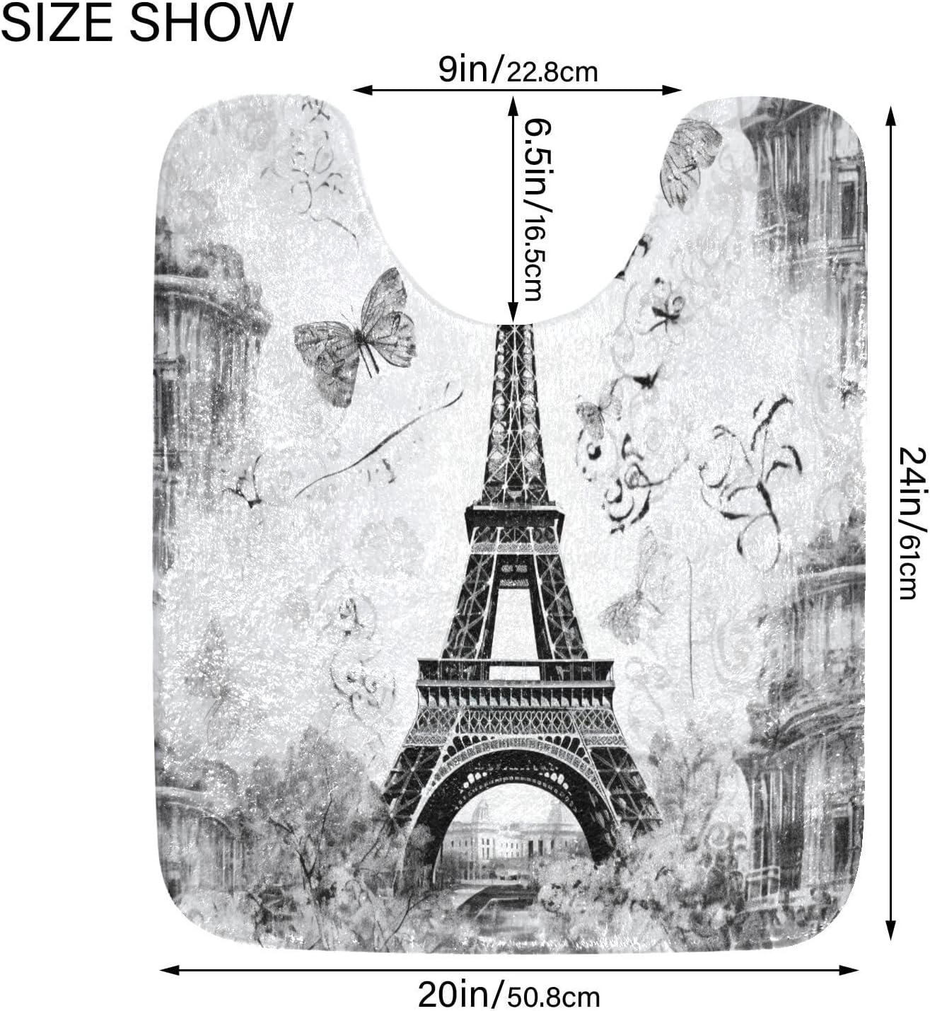 YETTASBIN Paris Eiffel Tower 2 Pcs Bath Mat Set, Non-Slip Quick Dry Shower Rug, Extra Soft Plush High Absorbent Toilet Carpet for Bathroom, Bathtub, Sink
