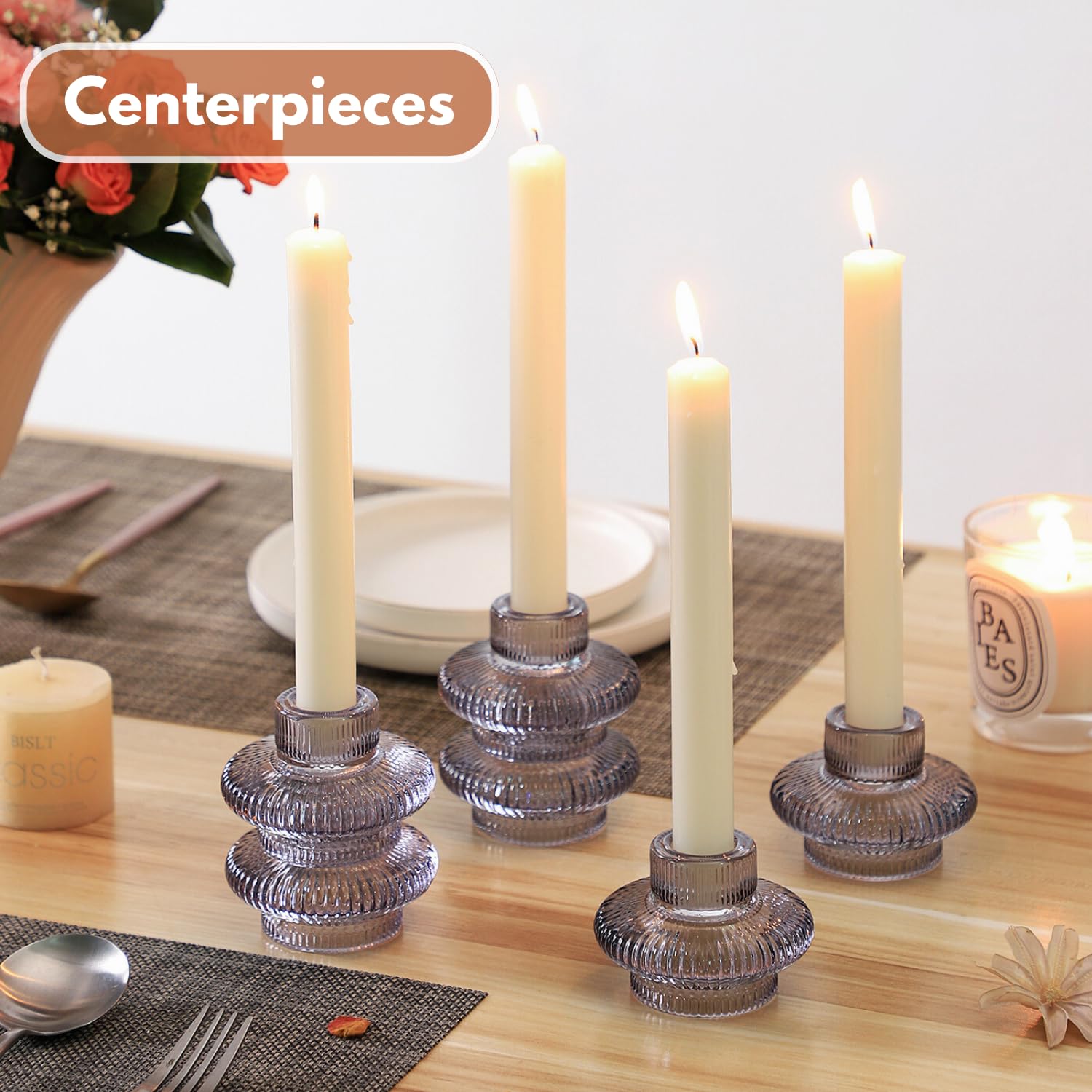 Snapklik.com : PORPAN Glass Candle Holders, Set Of 6 Taper Candle