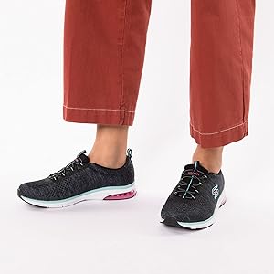 Amazon.com | Skechers womens Fashion Sneaker, Black/Aqua, 7 US