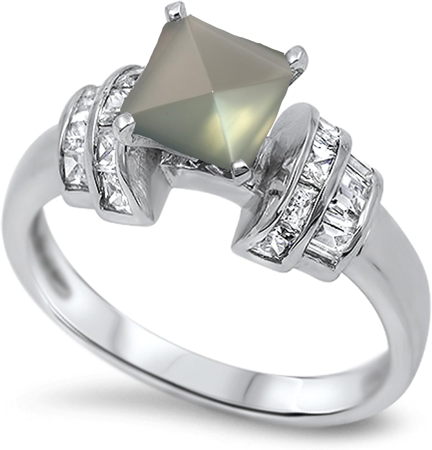 CHOOSE YOUR COLOR Sterling Silver Square Wedding Ring