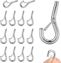 Pack of 15 M4 Screw Hooks Stainless Steel Hook Screws Hooks Threaded Hanging Hooks Suitable for Mounting with Nut Stainless Steel Screw Hooks Threaded Hooks for Hanging Plants