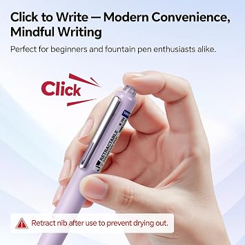 WRITECH Fountain Pen Fine Nib: Retractable Black Ink Clictek Gift Set | Premium Gift Box Includes 10 Cartridges Perfect for Graduation Anniversary Birthday Smooth Writing Calligraphy Note-taking