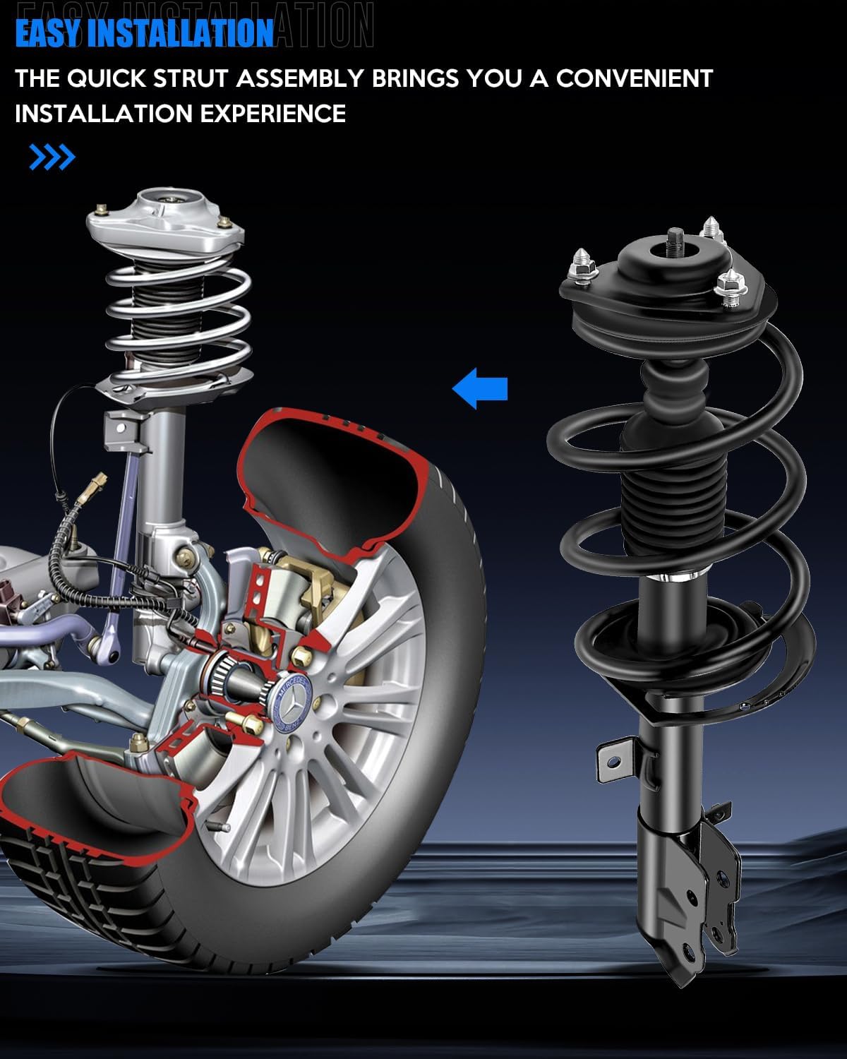 Complete Front Strut and Coil Spring Assembly for Jeep for Patriot 2007-2015 for Jeep for Compass 2007-2015 for Dodge for Caliber 2007-2012 KFKGF Quick Strut Assembly Replace 172367 12368
