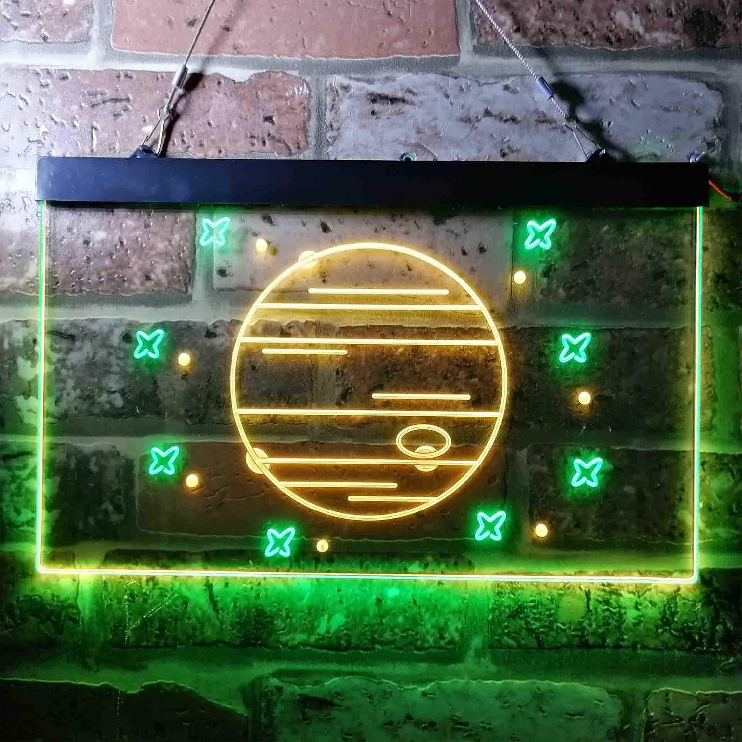 ADVPRO Jupiter Planet Galaxy Space Kid Room Dual Color LED Neon Sign Green & Yellow 12 x 8 Inches st6s32-i3701-gy