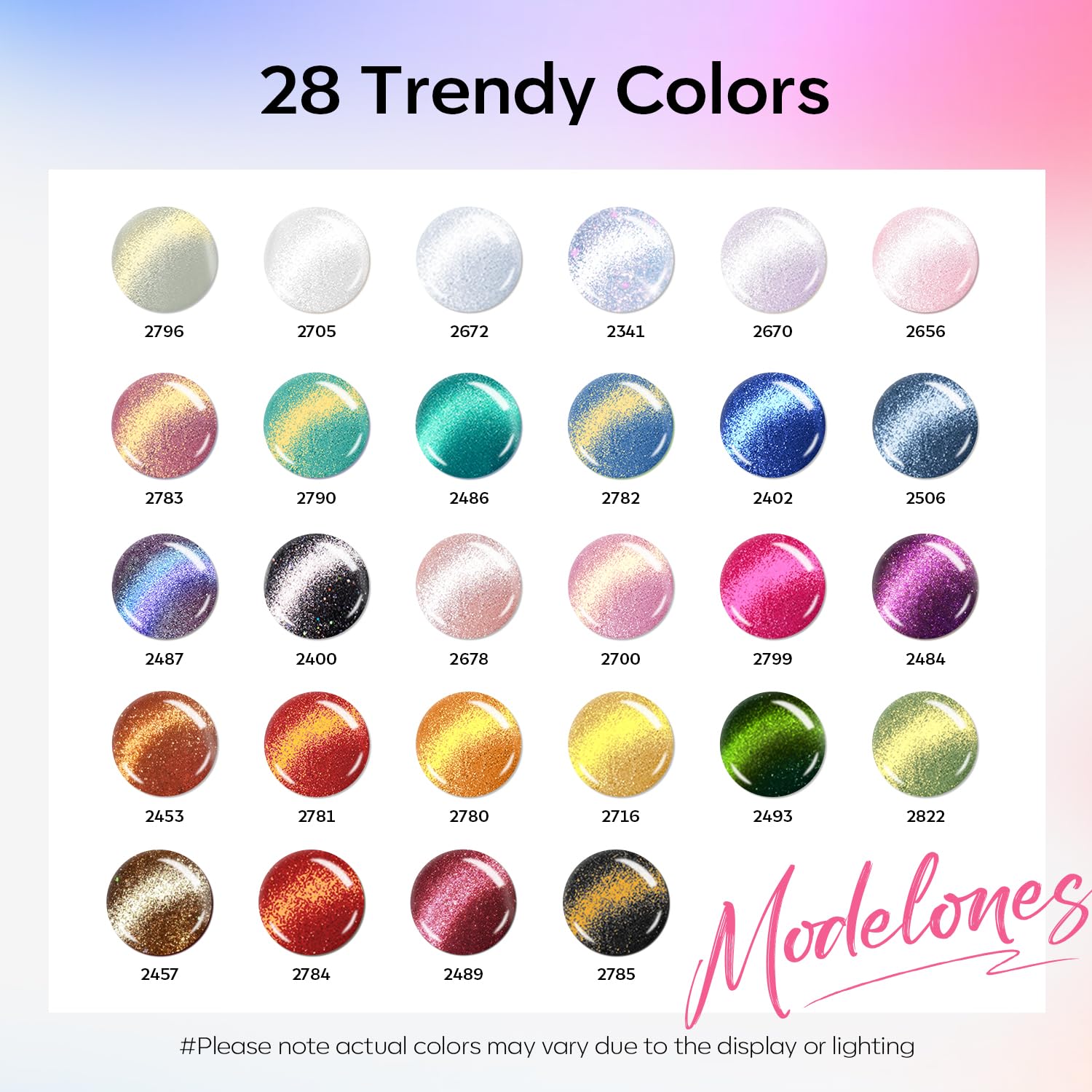 modelones 32 PCS Gel Nail Polish Set, 28 Colors Cat Eye Gel Polish with No Wipe Base Coat, Glitter & Glossy & Matte Top Coat Magnet Glitter Sparkle Off LED Nail Art Kit Salon at Home