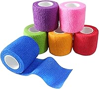 Vista 26 de Paquete de 6 vendajes autoadhesivos de 1 pulgada x 5 yardas, transpirable, cohesivo para mascotas, cinta elástica autoadhesiva para deportes, Negro