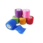 Transun Moo 6 Pack 2 x 5 Yards Self Adhesive Bandage Wrap Breathable Cohesive Vet Wrap for Pets, Elastic Self-Adherent Tape for Sports, Wrist, Ankle (Mixed Colors)