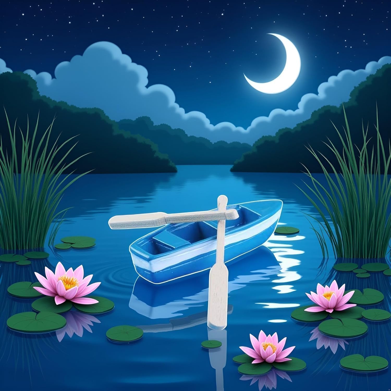 Leewoth Lot de 3 mini bateaux à rames miniatures bleus pour décoration de maison de poupée, jardin féérique, décoration d'intérieur (bateau, pagaie