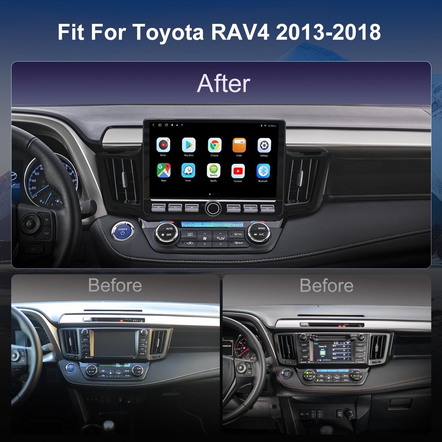 4G LTE QLED Radio for Toyota RAV4 2013-2018 Upgrade | 8-Core CPU Touch Screen Stereo | Wireless CarPlay & Android Auto | Support OEM Camera & Steering Wheel Control