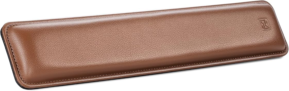 GLENCREAG Keyboard Wrist Rest, PU Leather Ergonomic Cushioned Support Tan | PU leather cushioned wrist pad, contoured ergonomic design for typing and gaming, wrist pain relief for long-session users