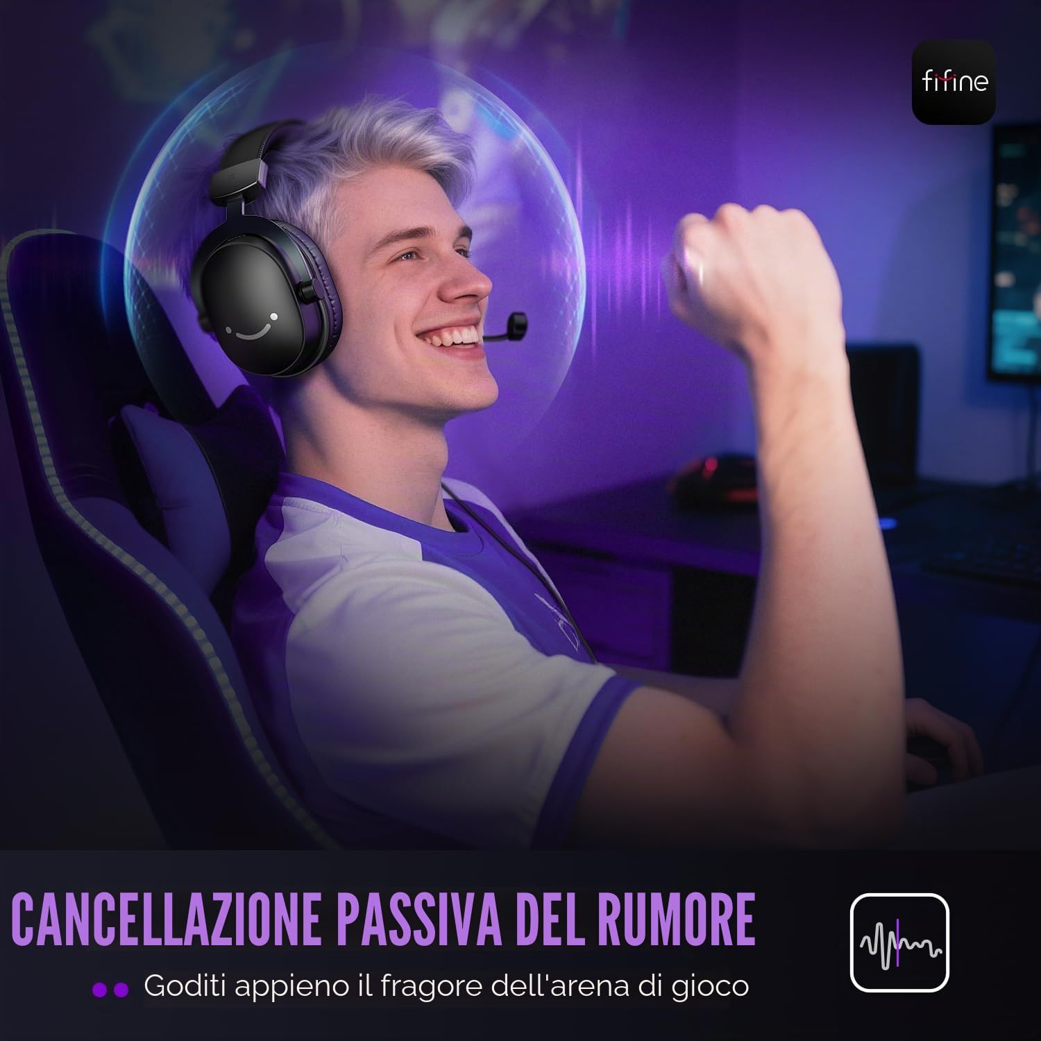 FIFINE Cuffie da gioco per PC, cuffie USB Streaming con jack da 3,5 mm, microfono staccabile, suono surround 7.1 per PS4 PS5, cuffie over-ear nere H9