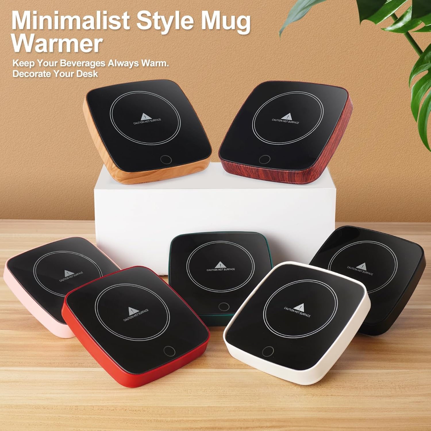 Coffee Mug Warmer Waterproof Smart Cup Warmer with 3 Temperature Setting for Warming & Heating Coffee, Beverage, Milk, Tea and Hot Chocolate (Wood Grain)