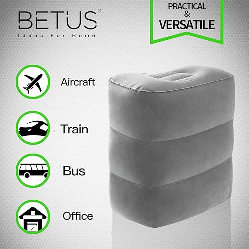 Miniatura 4 de Betus Almohada inflable para descanso de pies, ultra cómoda y compacta, taburete para niños y niños para vuelos largos o viajes en avión o automóvil
