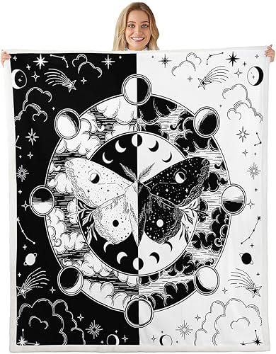 Miniatura 10 de Manfei Manta de mariposa blanca con margaritas para niños, niñas y adultos, decoración de habitación de flores en acuarela para sofá, manta de Multi