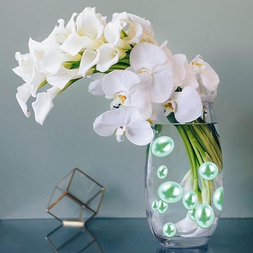 Miniatura 6 de Decoración de jarrón de perlas, 200 perlas flotantes verdes de Pascua, cuentas de relleno de jarrón verde para centros de mesa, cuentas flotantes