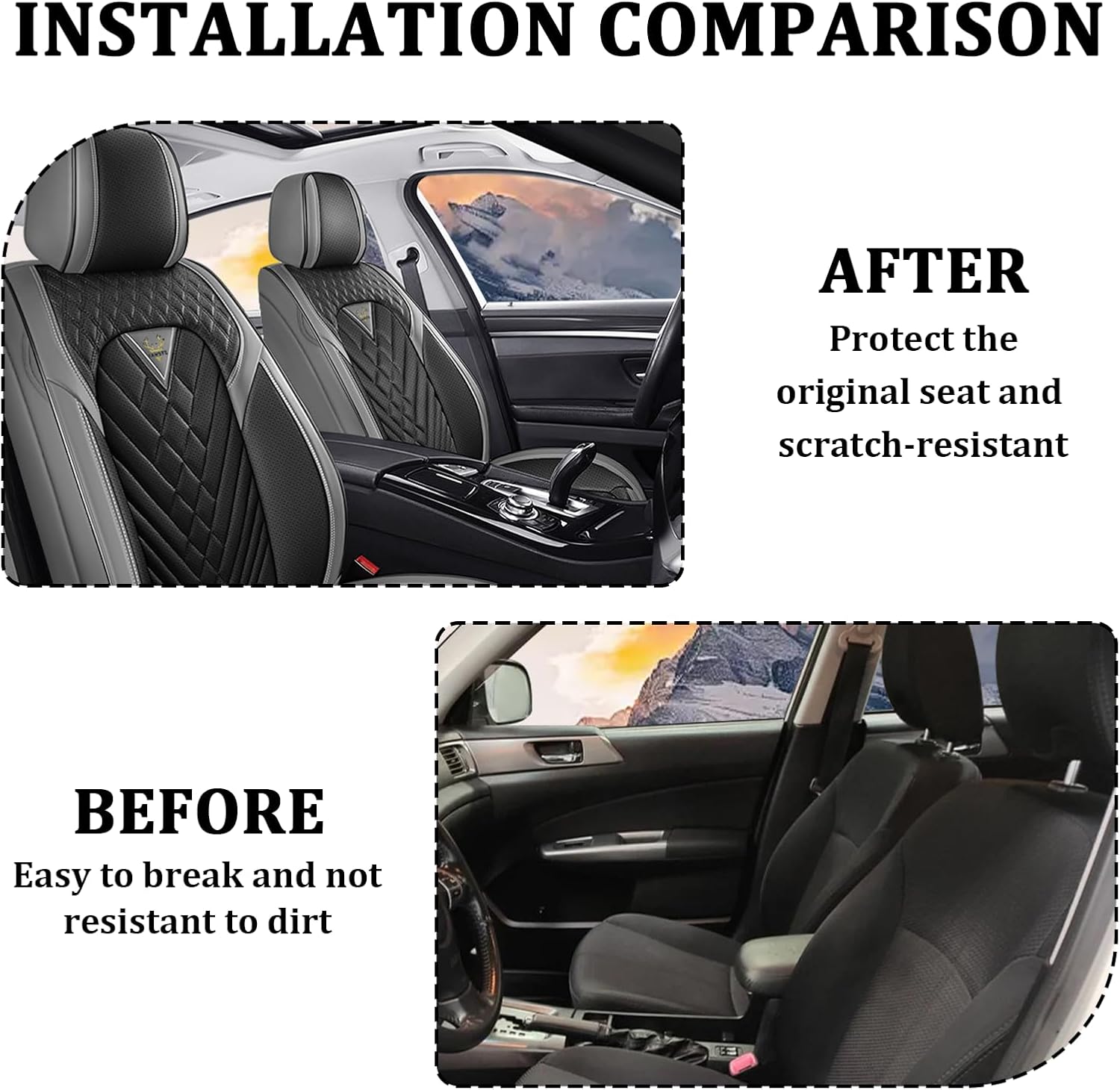 Car Seat Covers Front Seats for Honda Accord 2000-2026, Waterproof Nappa Leather Car Seat Cover, Full Coverage Car Seat Covers Sets(2 Seats/Gray Black)